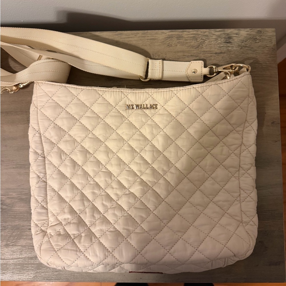 MZ Wallace Ivory Quilted Crossbody Hobo